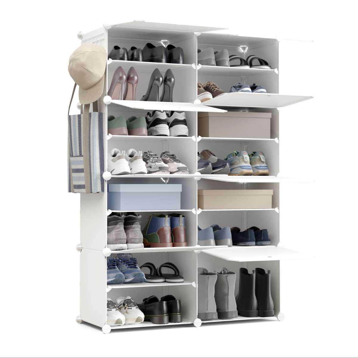 Zapateros cube c8 newlux blanco 8 compartimentos, 32 pares (83x32x125cm)