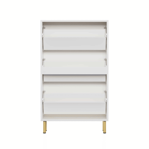 Sapateira estreita 73x23x125 cm - 3 portas basculantes com ranhuras, 6 prateleiras, design contemporâneo - Branco