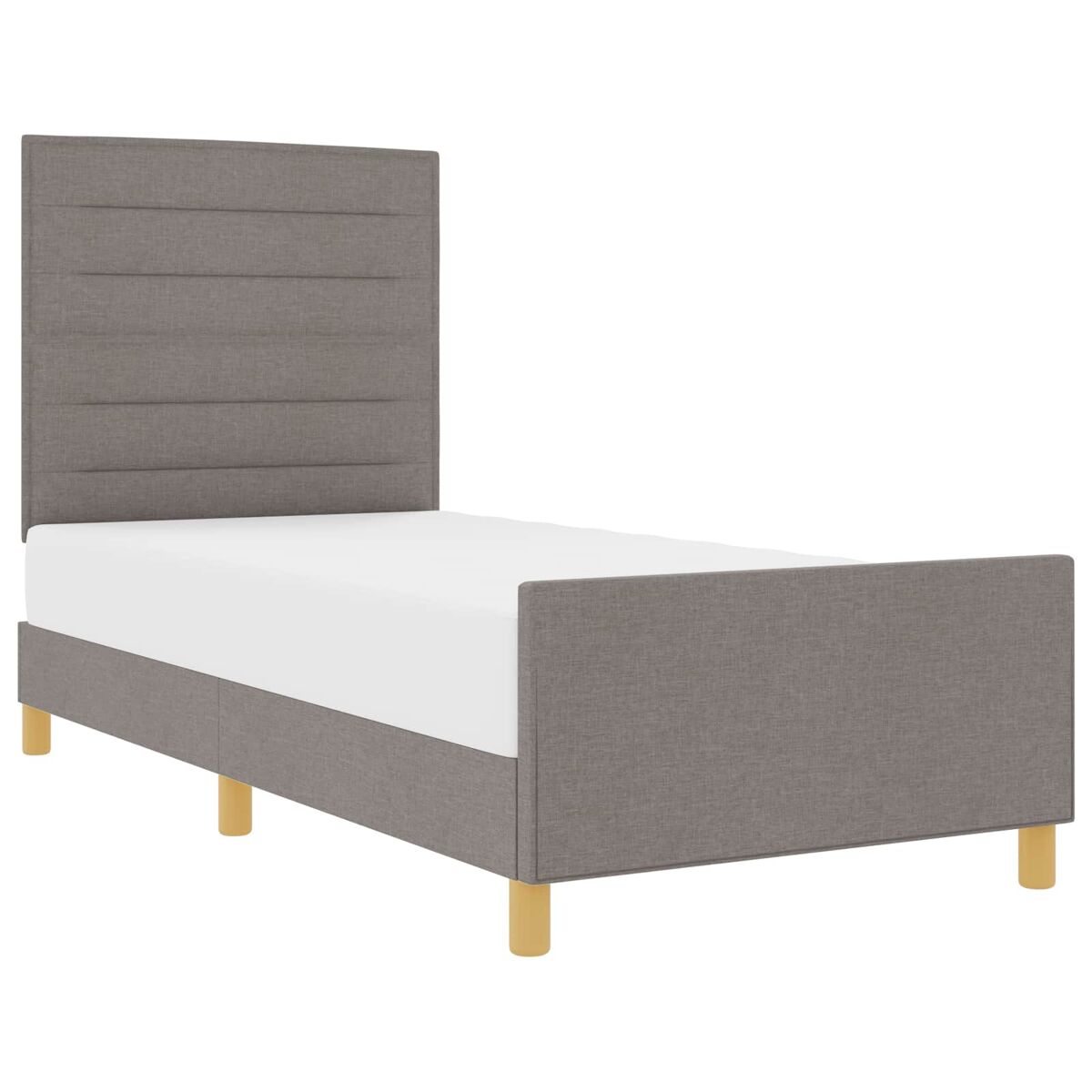 Estructura de cama simple para adultos con cabecera - taupé 90 x 190 cm tela