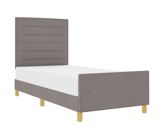Estructura de cama simple para adultos con cabecera - taupé 90 x 190 cm tela