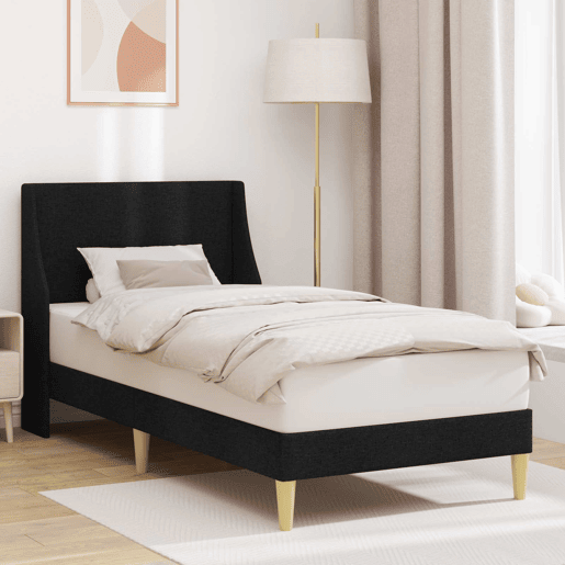 Estrutura de cama de solteiro para adultos com Cabeceira - Preto 100 x 200 cm tecido