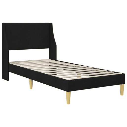 Estrutura de cama de solteiro para adultos com Cabeceira - Preto 100 x 200 cm tecido