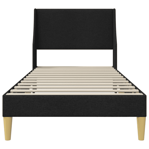 Estrutura de cama de solteiro para adultos com Cabeceira - Preto 100 x 200 cm tecido