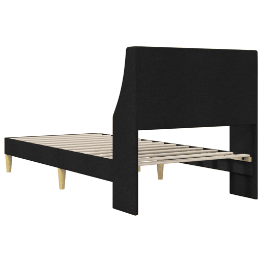 Estrutura de cama de solteiro para adultos com Cabeceira - Preto 100 x 200 cm tecido