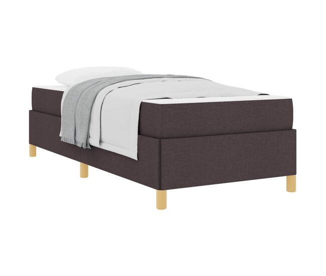 Estructura de cama individual para adultos con colchón marrón oscuro 90 x 190 cm tela