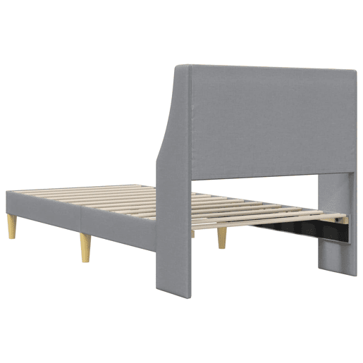 Estrutura de cama de solteiro para adultos Cinzento-claro 100 x 200 cm tecido
