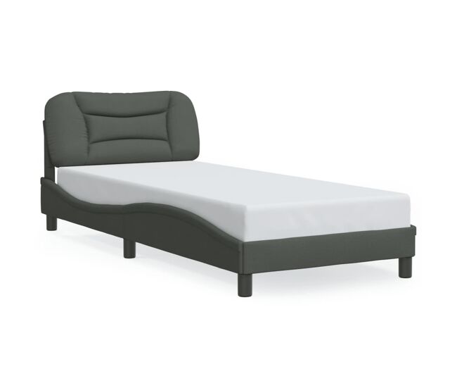 Estructura de cama individual para adultos con led gris oscuro 80x200 cm