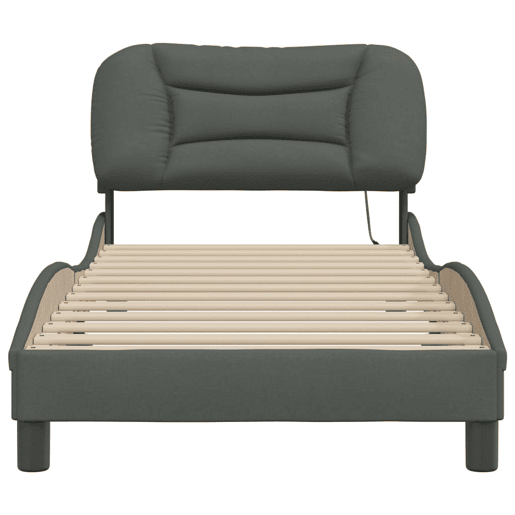 Estrutura de cama de solteiro para adultos com LED 80x200 cm tecido