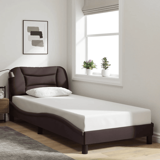 Estrutura de cama de solteiro para adultos com LED 80x200 cm tecido