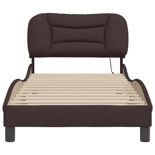 Estrutura de cama de solteiro para adultos com LED 80x200 cm tecido