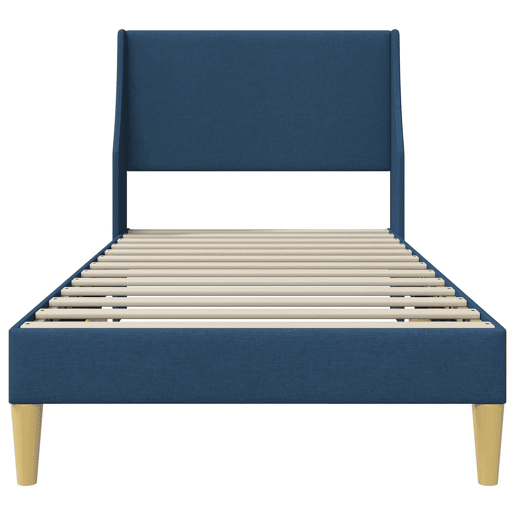 Estrutura de cama de solteiro para adultos com cabeceira Azul 90 x 200 cm tecido