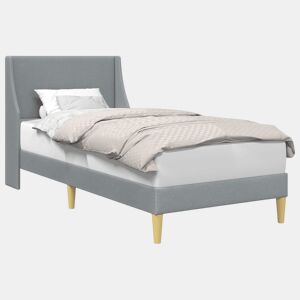 Estrutura de cama de solteiro simple, Cinzento-claro 90 x 200 cm tecido