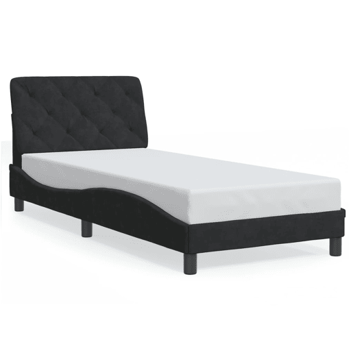 Estrutura de cama de solteiro para adultos com LED 90x190 cm veludo preto
