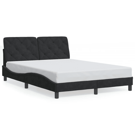 Estrutura de Cama de casal moderno com LED sem colchão 140x200 cm veludo preto