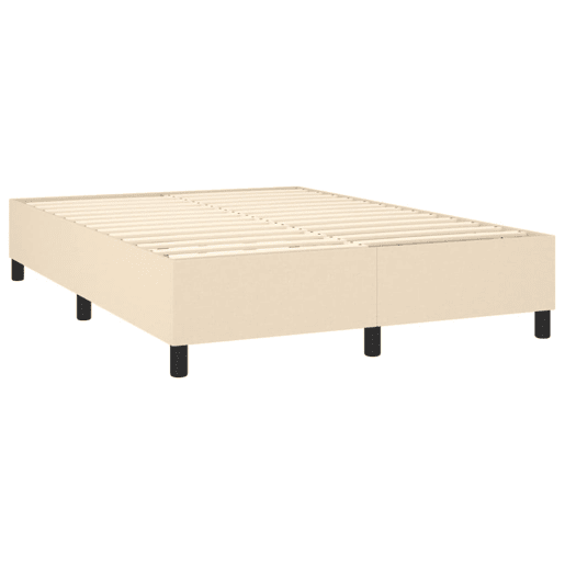 Estrutura de Cama de casal moderno com molas 140x200 cm tecido cor creme