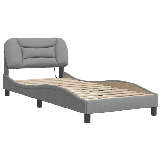 Estrutura de cama de solteiro para adultos com LED 80x200 cm tecido
