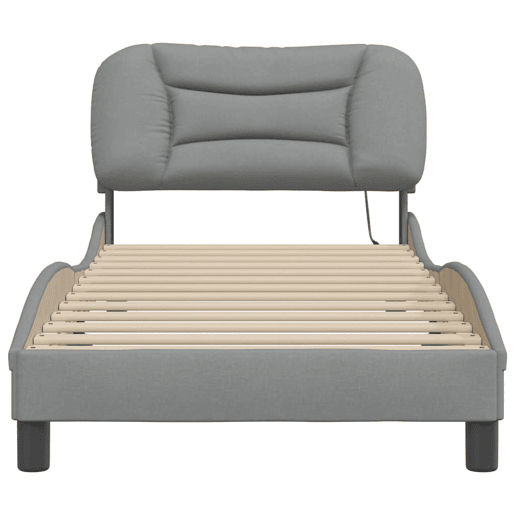 Estrutura de cama de solteiro para adultos com LED 80x200 cm tecido
