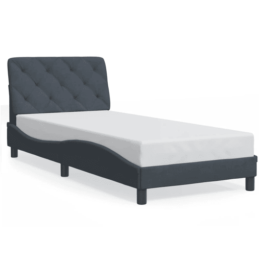 Estrutura de cama de solteiro simple com LED 90x200 cm veludo cinza-escuro