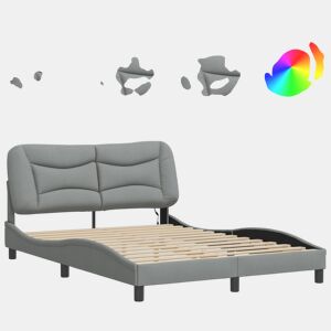 Estrutura de Cama de casal moderno com LED - 140x190 cm tecido