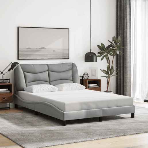 Estrutura de Cama de casal moderno com LED - 140x190 cm tecido