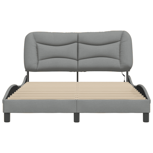 Estrutura de Cama de casal moderno com LED - 140x190 cm tecido