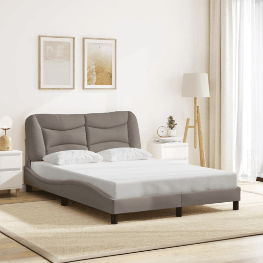 Estrutura de Cama de casal moderno com LED - 140x190 cm tecido
