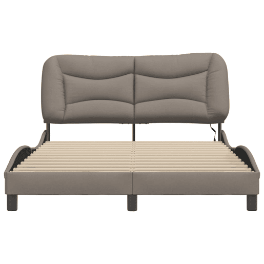 Estrutura de Cama de casal moderno com LED - 140x190 cm tecido