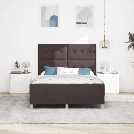Estrutura da Cama de casal simple Castanho escuro 140 x 190 cm tecido