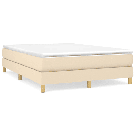Estrutura de Cama de casal moderno com molas 140x200 cm tecido cor creme