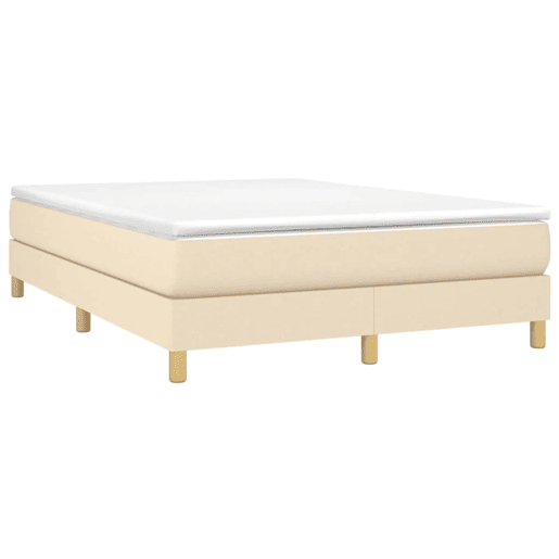 Estrutura de Cama de casal moderno com molas 140x200 cm tecido cor creme