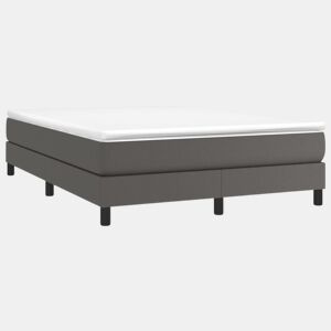 Estrutura de Cama de casal moderno com molas 140x200 cm couro artificial cinzento