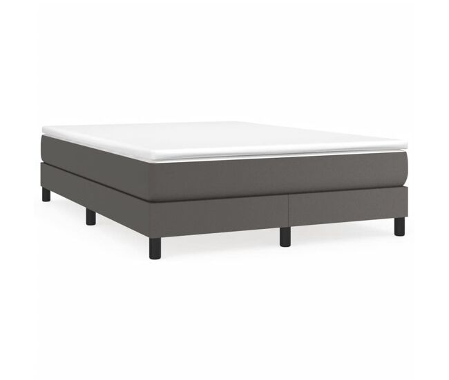 Estructura de cama doble matrimonial - con somier cuero sintético gris 140x200 cm