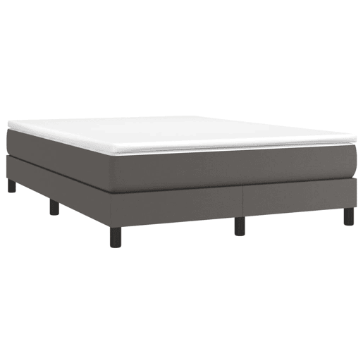 Estrutura de Cama de casal moderno com molas 140x200 cm couro artificial cinzento