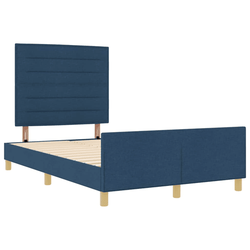 Estrutura da Cama de casal simple com cabeceira Azul 140 x 190 cm tecido