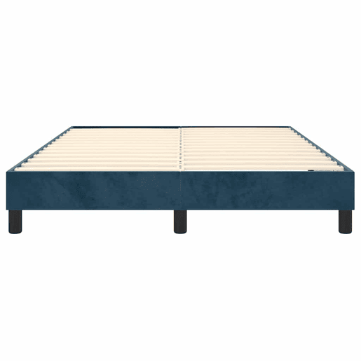 Estrutura de Cama de casal moderno com molas 140x200 cm veludo azul-escuro