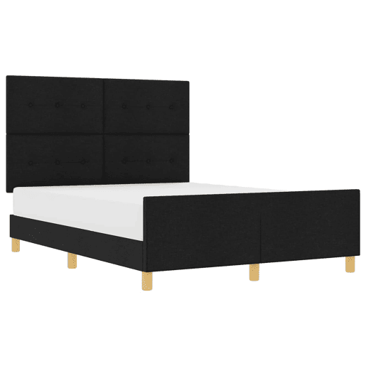 Estrutura de cama de casal com cabeceira - Preto 140 x 190 cm tecido Estrutura de cama de casal com cabeceira - Preto 140 x 190 cm tecido