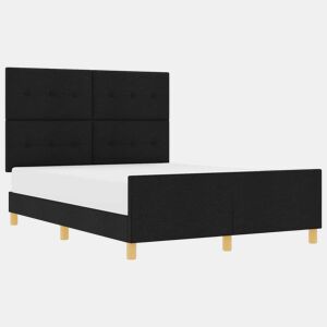 Estrutura de cama de casal com cabeceira - Preto 140 x 190 cm tecido