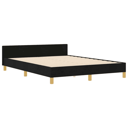 Estrutura de cama de casal com cabeceira - Preto 140 x 190 cm tecido Estrutura de cama de casal com cabeceira - Preto 140 x 190 cm tecido