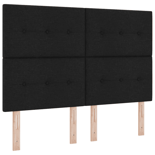 Estrutura de cama de casal com cabeceira - Preto 140 x 190 cm tecido Estrutura de cama de casal com cabeceira - Preto 140 x 190 cm tecido