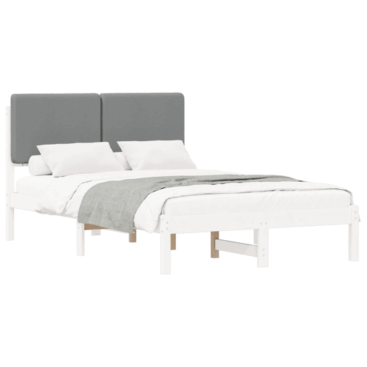Estrutura de Cama de casal moderno com Cabeceira Estofada Cinzento-claro