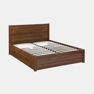 Cama com estrado de ripas e cabeceira 160x200cm + 4 gavetas Madeira de nogueira - 211x166.2x100 cm
