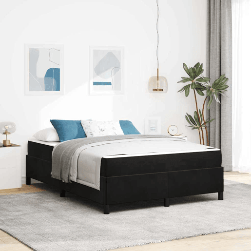 Estrutura da Cama de casal moderno com colchão Preto 140 x 190 cm tecido