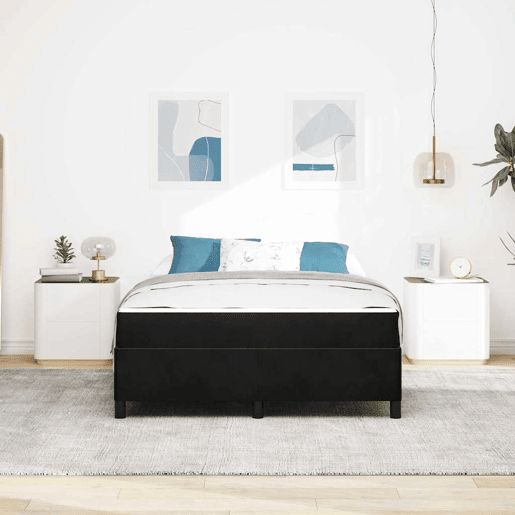 Estrutura da Cama de casal moderno com colchão Preto 140 x 190 cm tecido