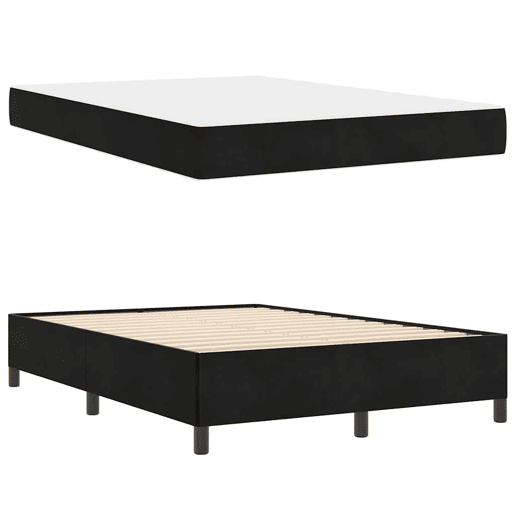 Estrutura da Cama de casal moderno com colchão Preto 140 x 190 cm tecido