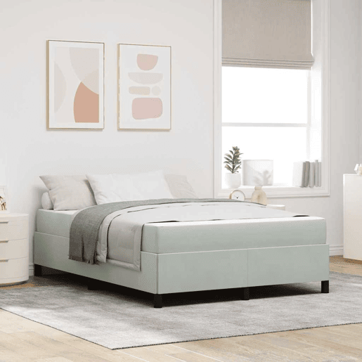 Estrutura De Cama De Casal Simple - Cinzento-claro 140 x 190 cm tecido