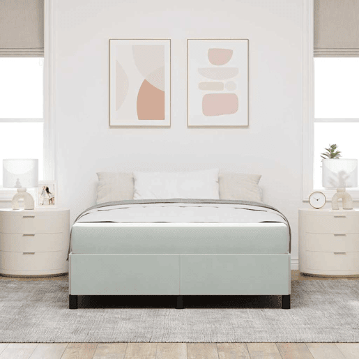 Estrutura De Cama De Casal Simple - Cinzento-claro 140 x 190 cm tecido
