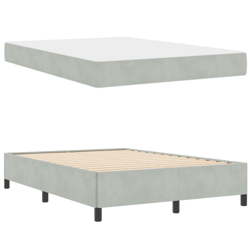 Estrutura De Cama De Casal Simple - Cinzento-claro 140 x 190 cm tecido