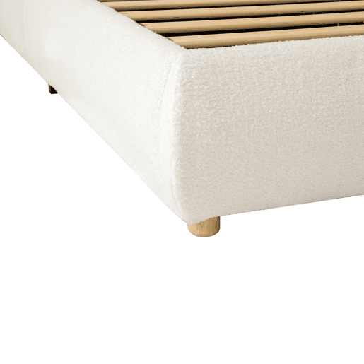 Cama individual 90x200 cm - Funcional com arrumação e cabeceira estofada - Bege