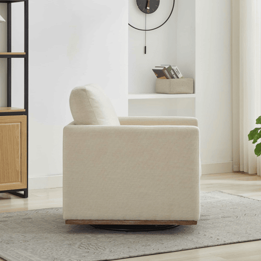 Poltrona giratória acolchoada de 4 lados - Poltrona confortável 360° com apoios de braços - Bege