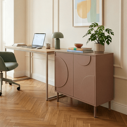 Aparador Holea com 2 portas MDF 75x70x34cm - Moca Mousse en.casa